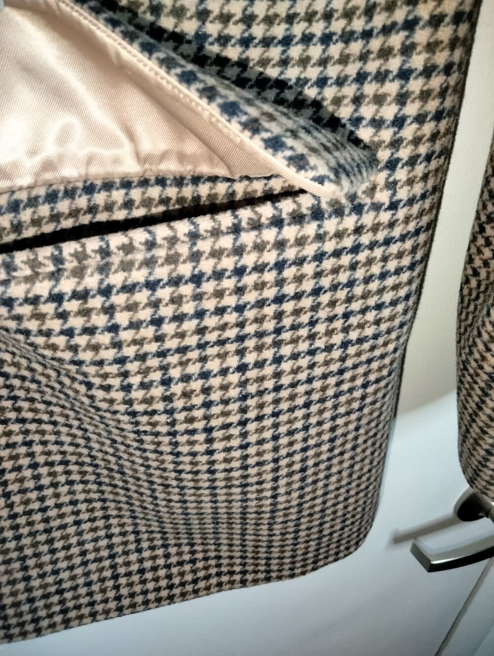 Abercrombie & Fitch (Size L) Wool Blend Houndstooth Blazer Jacket - Brown/Black - Picture 7 of 16